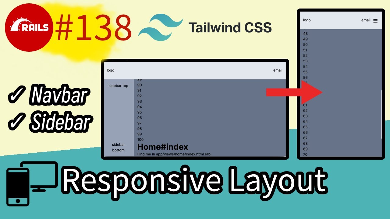 Tailwind on Rails #138 Responsive Layout with Sidebar and Navbar