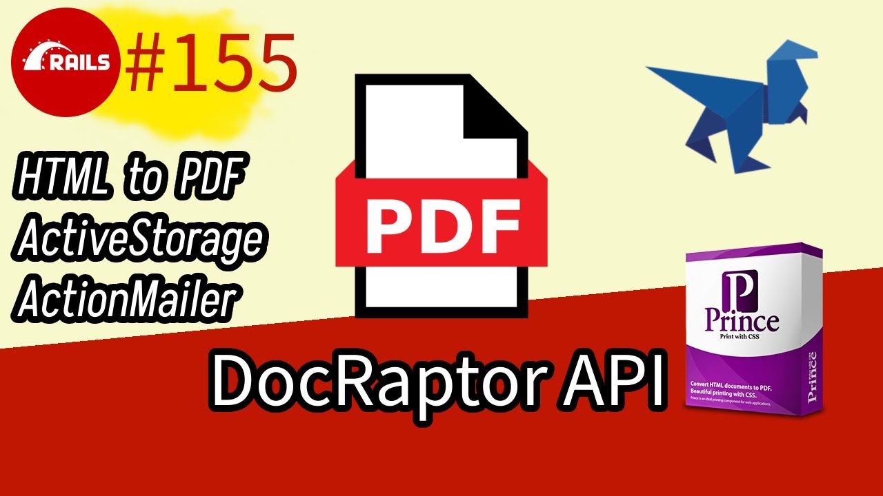 #155 Generate, store, email PDF invoices. DocRaptor API, HTML to PDF, ActiveStorage, ActionMailer