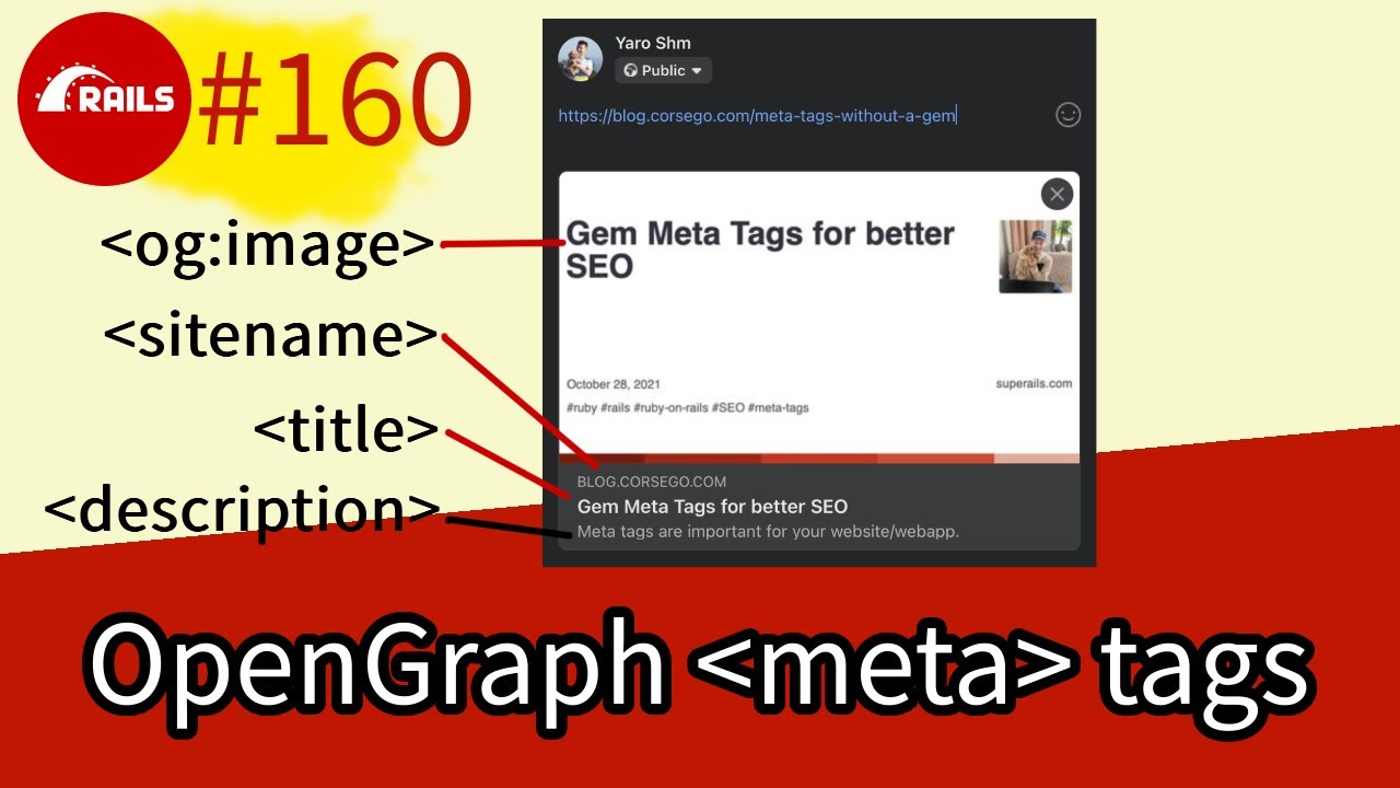 Rails  #160 Meta Tags. Open Graph, SEO, social sharing previews